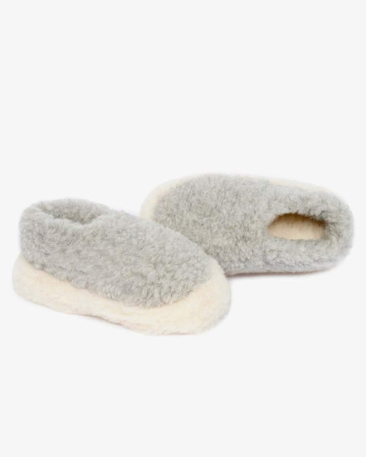 Yoko Wool Siberian Slippers Light Grey