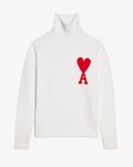 AMI Paris Ami De Coeur Funnel Neck Sweater Off White/Red