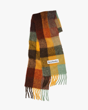Acne Studios Mohair Checked Scarf Chestnut Brown/Yellow/Green