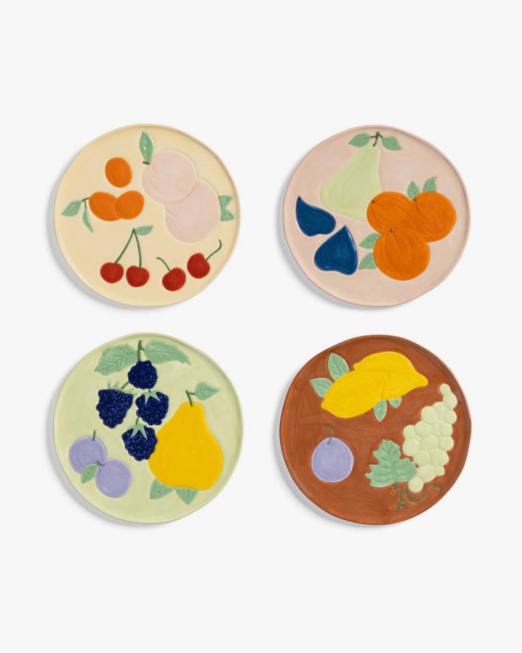 &Klevering Plate Fruitful Set Of 4 Multicolor