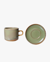 HK Living Chef Ceramics Cup And Saucer Moss Green