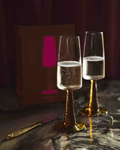 HK Living Swirl Champagne Glass Set Of 2 Yellow
