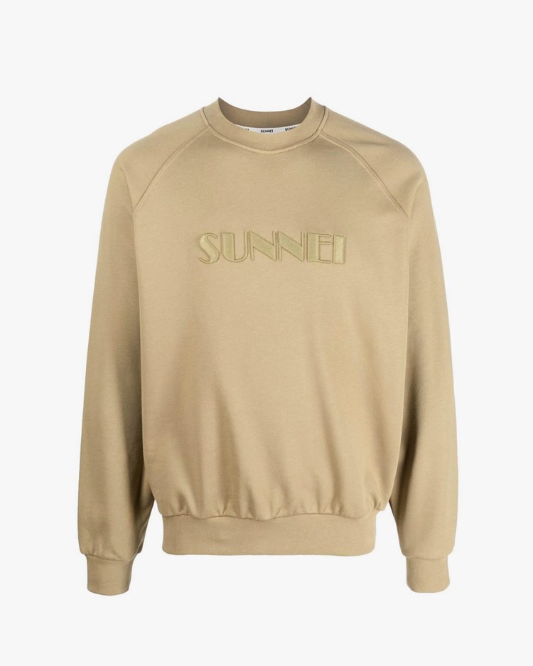 Sunnei Classic Sweatshirt Big Logo Embroidery Beige
