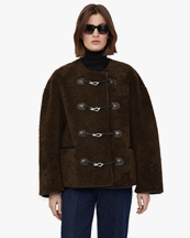 Toteme Teddy Shearling Clasp Jacket Saddle Brown