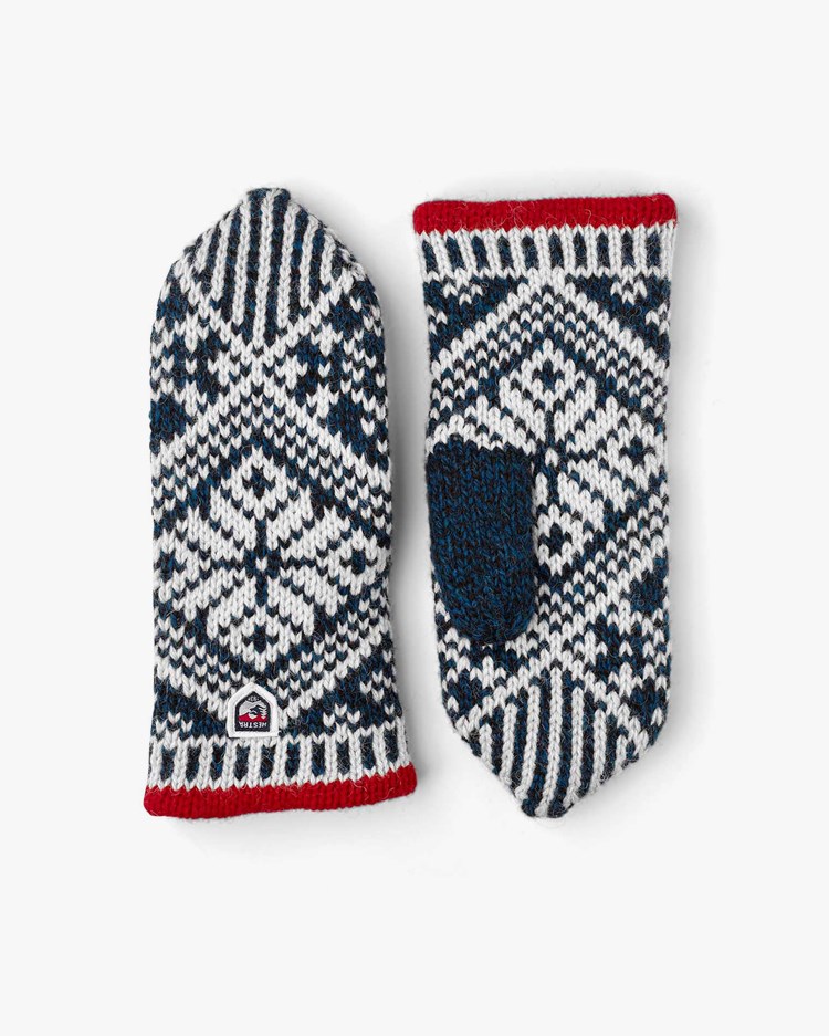 Hestra Nordic Wool Mittens Blue/Off White