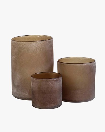 Tell Me More Frost Candle Holder Brown