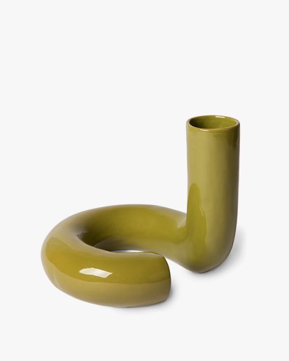 HK Living Ceramic Twisted Vase Glossy Olive