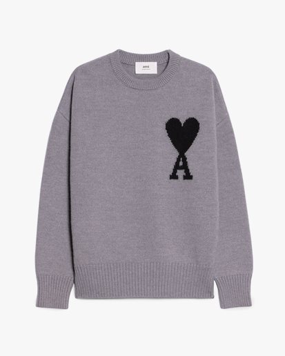 AMI Paris Ami De Coeur Crewneck Sweater Grey/Black
