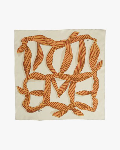 Toteme Knotted Monogram Silk Scarf Bloody Mary