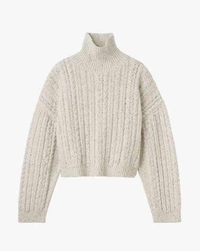 Toteme Cable Knit Turtleneck Macadamia Neps