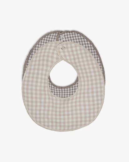Lalaby Bibi Bibs 2-Pack Gingham Beige/Mini Chec