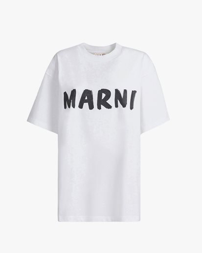 Marni Brand Logo T-Shirt Lily White