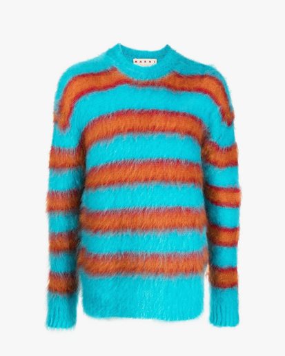 Marni Striped Mohair Sweater Turquoise