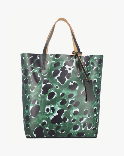 Marni Tribeca Shopping Bag Stone Green Print