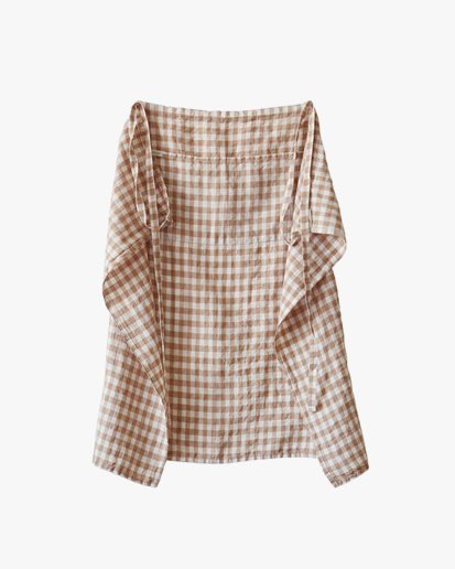 Tell Me More Apron Linen Gingham Biscuit