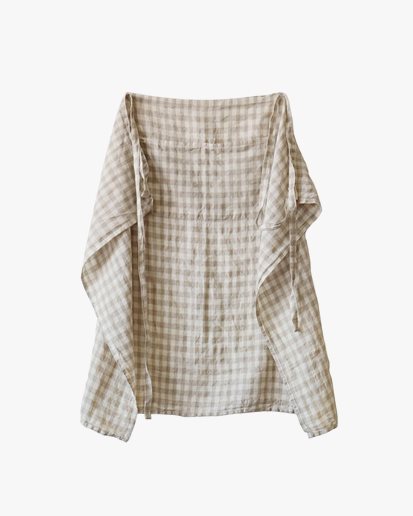 Tell Me More Apron Linen Gingham Natural