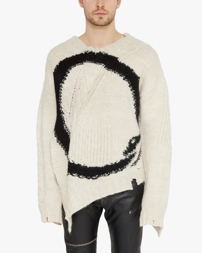 Mm6 Maison Margiela Distorted Asymmetrical Sweater Off White