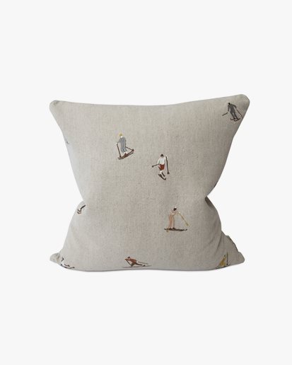 Fine Little Day Skiers Climbers Embroidered Cushion Cover