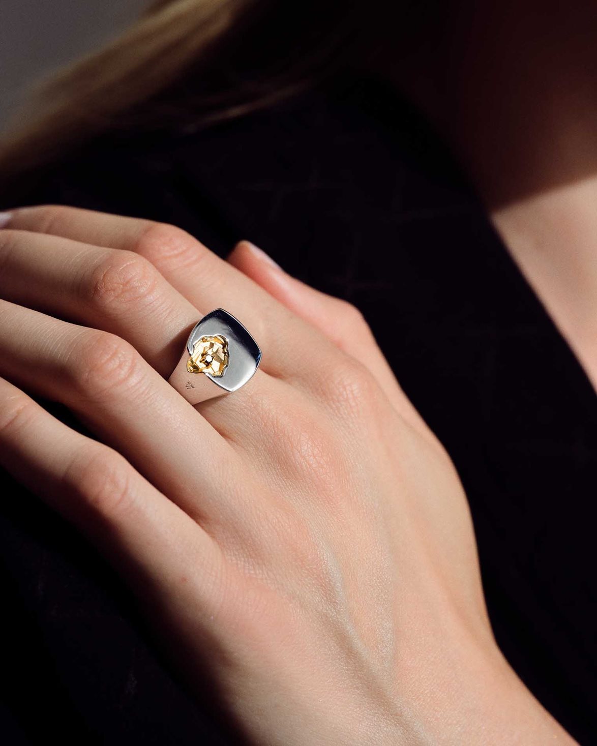 Mined Ring Small Black Diamond - Tom Wood Project Official Online Store