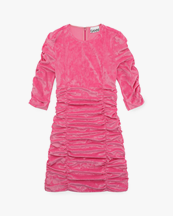 Ganni Gathered Mini Dress Shocking Pink