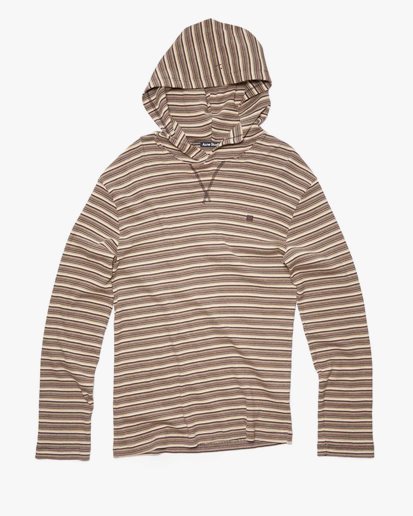Acne Studios Face Hooded Long Sleeve Cacao Brown Multi