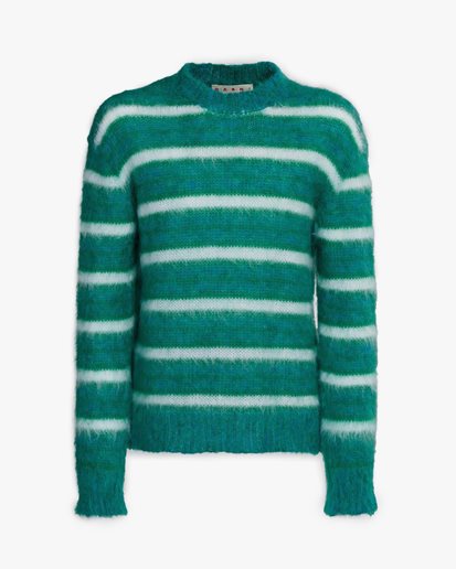 Marni Striped Mohair Sweater Green/Turquoise