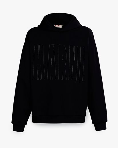 Marni Hooded Logo Sweatshirt Black