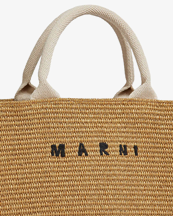 Marni Raffia Tote Bag Small Raw Sienna/Natural