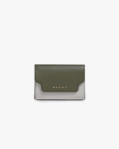 Marni Trifold Wallet Mosstone/Pelican/Gold Brown