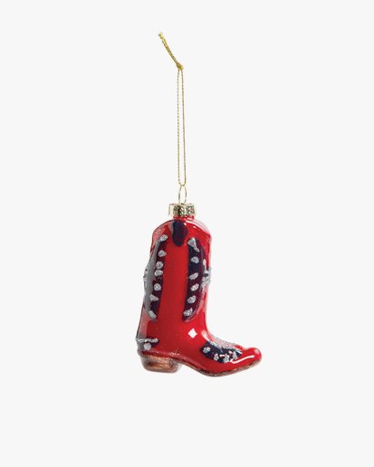 &Klevering Glass Christmas Ornament Red Western Boot