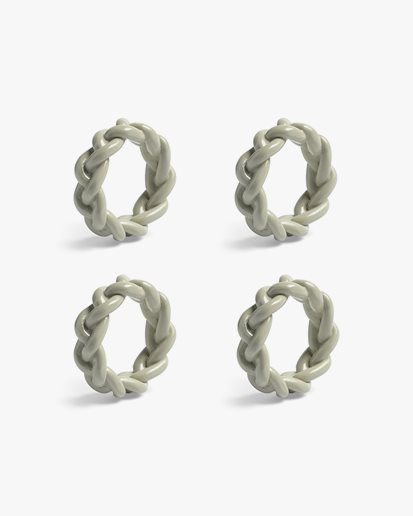 &Klevering Napkin Ring Braid Set Of 4 Grey