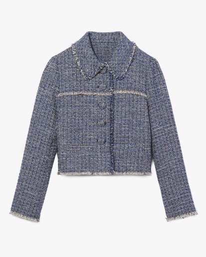 Proenza Schouler Cropped Tweed Jacket Blue Multi