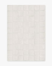 Layered Piet Checked Wool Rug Bone White