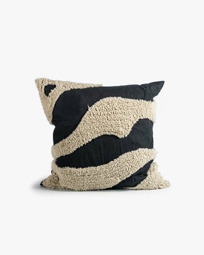 Fluffy Cushion Cover Black/Off White