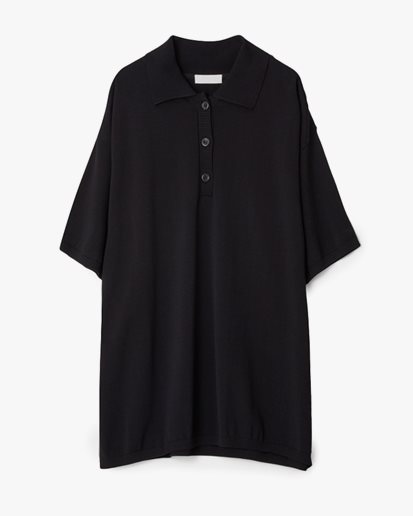 Teurn Studios Knitted Polo Top Black