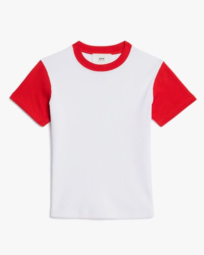 AMI Paris Bicolor Ami De Coeur T-Shirt White/Scarlet Red