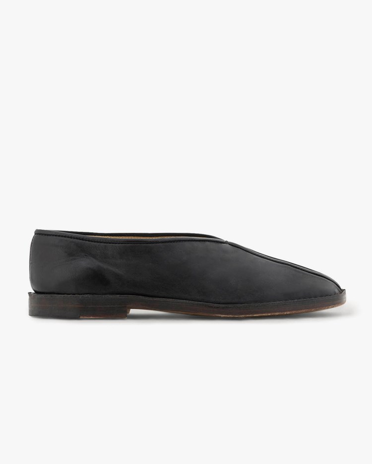 Lemaire Wmn Flat Piped Slippers Black