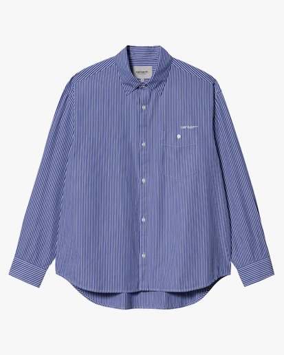 Carhartt Wip Long Sleeve Drake Shirt Drake Stripe, Lazurite/White