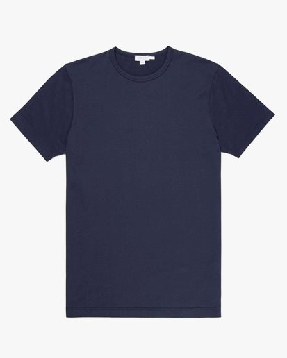 Sunspel Short Sleeve Crew Neck T-Shirt Navy