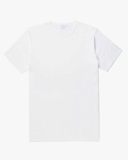 Sunspel Short Sleeve Crew Neck T-Shirt White