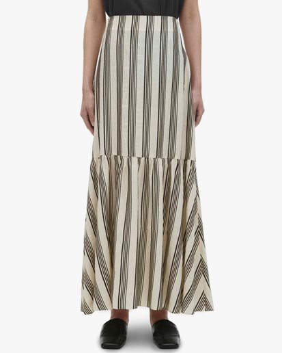 House Of Dagmar Fitted Cotton Skirt Ivory/Black