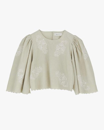 Skall Studio Devi Blouse Cloud Grey/Off White Embroidery