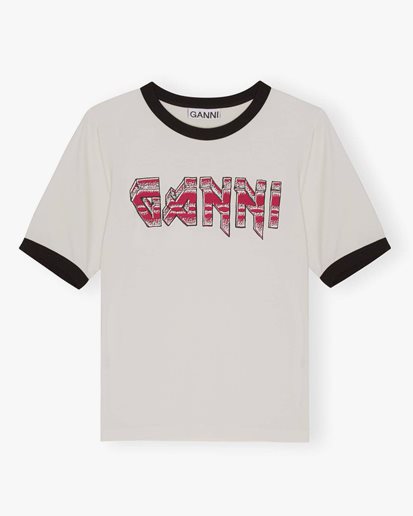 Ganni Light Stretch Jerset Ganni Fitted T-Shirt Egret