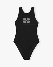 Ganni Recycled Matte Sporty Swimsuit Black