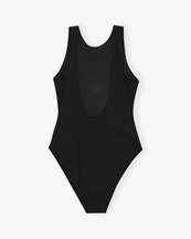 Ganni Recycled Matte Sporty Swimsuit Black