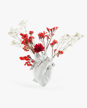 SELETTI Love In Bloom Porcelain Heart Vase White
