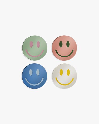 &Klevering Smile Coaster Set Of 4 Multicolor