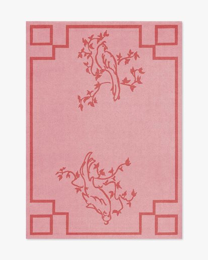 Layered Gunnebo Castle Chinesoise Rug Scarlet Pink
