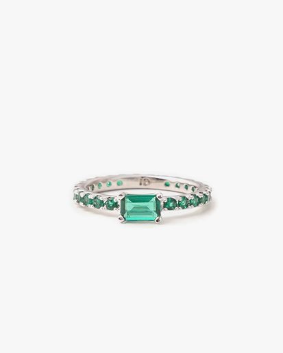 Izabel Display Ultra Slim Ring Green Silver