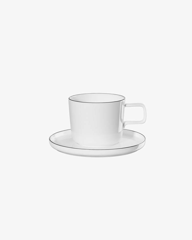 Asa Selection Coffee Cup With Saucer Black Trim White
